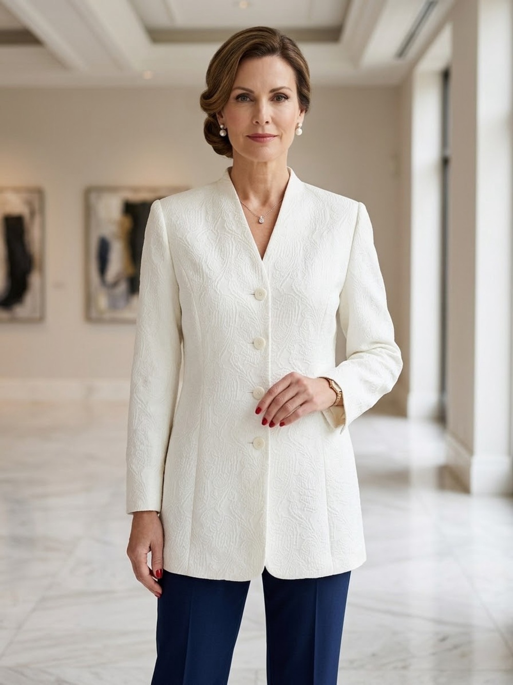 Talbots White Textured Italian Cotton Pique Jacket Blazer 46 | US 12 Made Japan